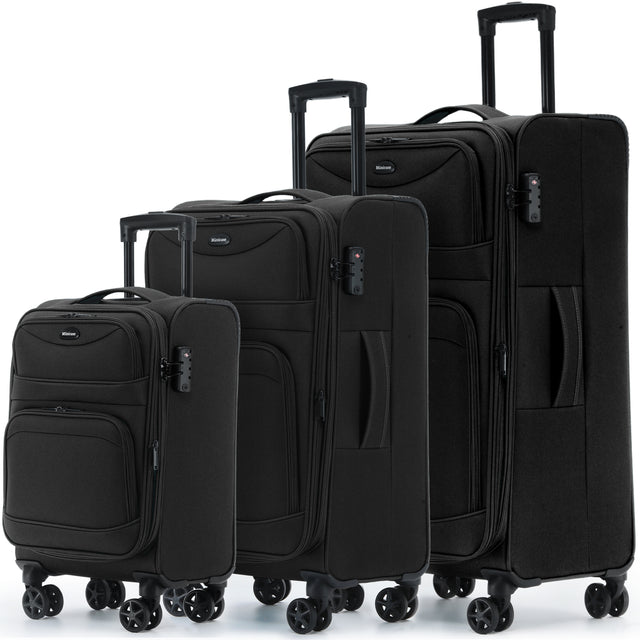 Münicase M006 Kofferset M-L-XL für Handgepäck, Kurz- & Langstrecken, praktische Fronttaschen & TSA-Zahlenschloss, wasserabweisendes Oxford-Gewebe, Volumen erweiterbar
