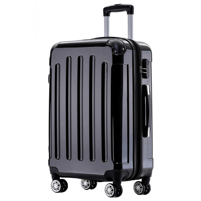 Beibye B2048 L Reisekoffer für Mittelstrecken, 360° Doppelrollen, Hochglanz-Polycarbonat, Volumen erweiterbar, 65 x 43 x 26 cm, 75 L