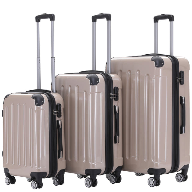 Beibye B2048 Kofferset M-L-XL für Handgepäck, Kurz- & Langstrecken, 360° Doppelrollen, Hochglanz-Polycarbonat, Volumen erweiterbar