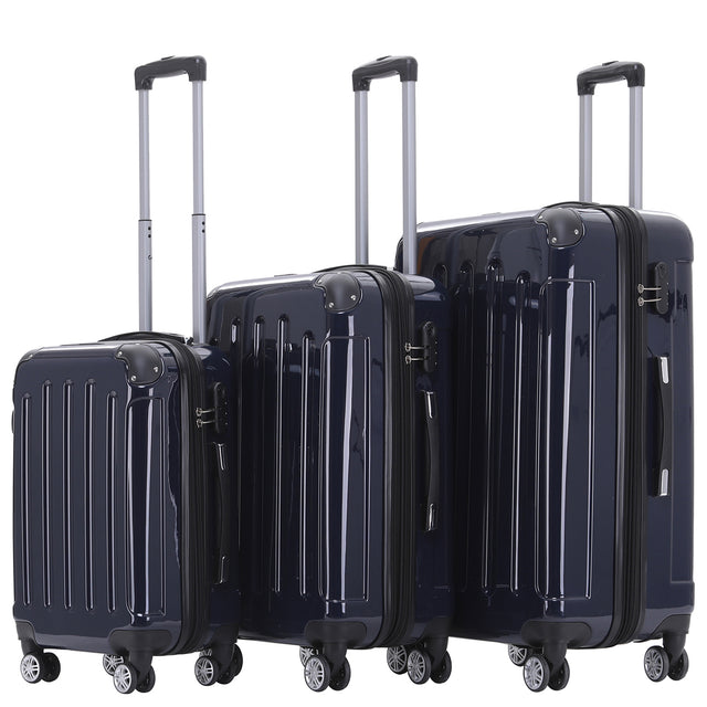 Beibye B2048 Kofferset M-L-XL für Handgepäck, Kurz- & Langstrecken, 360° Doppelrollen, Hochglanz-Polycarbonat, Volumen erweiterbar