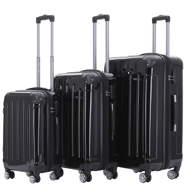 Beibye B2048 Kofferset M-L-XL für Handgepäck, Kurz- & Langstrecken, 360° Doppelrollen, Hochglanz-Polycarbonat, Volumen erweiterbar