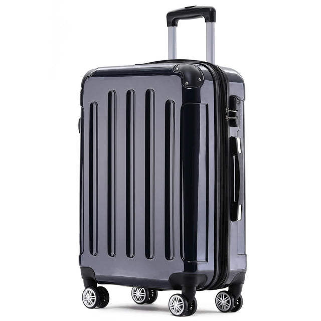 Beibye B2048 L Reisekoffer für Mittelstrecken, 360° Doppelrollen, Hochglanz-Polycarbonat, Volumen erweiterbar, 65 x 43 x 26 cm, 75 L