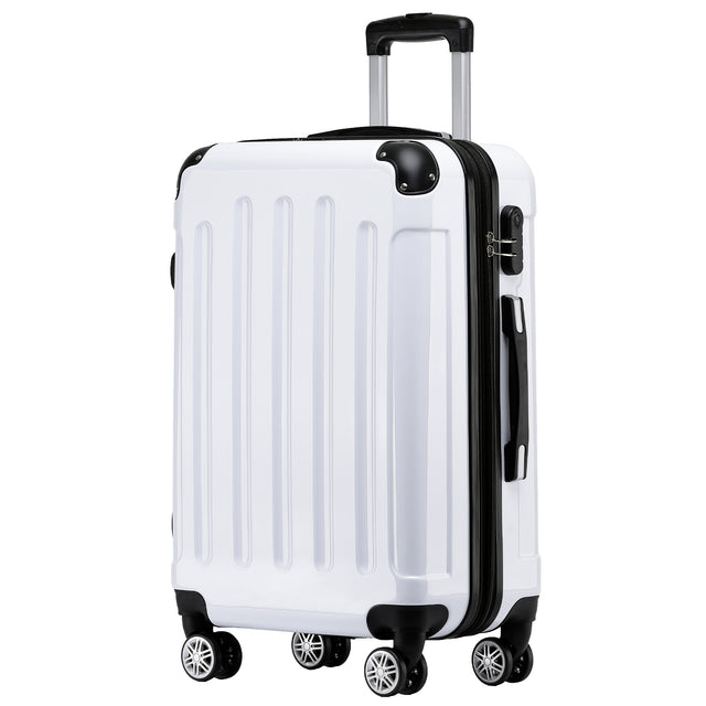Beibye B2048 L Reisekoffer für Mittelstrecken, 360° Doppelrollen, Hochglanz-Polycarbonat, Volumen erweiterbar, 65 x 43 x 26 cm, 75 L