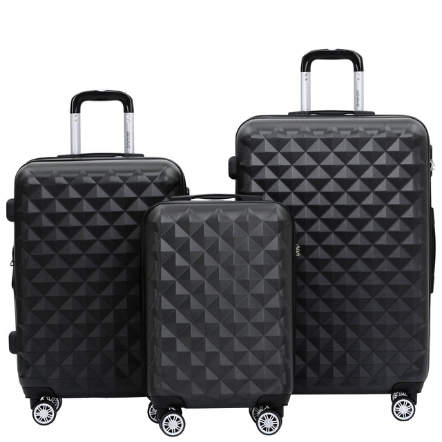 Beibye B2066 Kofferset M-L-XL für Handgepäck, Kurz- & Langstrecken, 360° gummierte Doppelrollen, ABS-Hartschale, L & XL erweiterbar