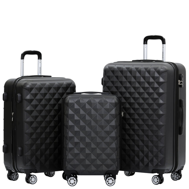 Beibye B2066 Kofferset M-L-XL für Handgepäck, Kurz- & Langstrecken, 360° gummierte Doppelrollen, ABS-Hartschale, L & XL erweiterbar