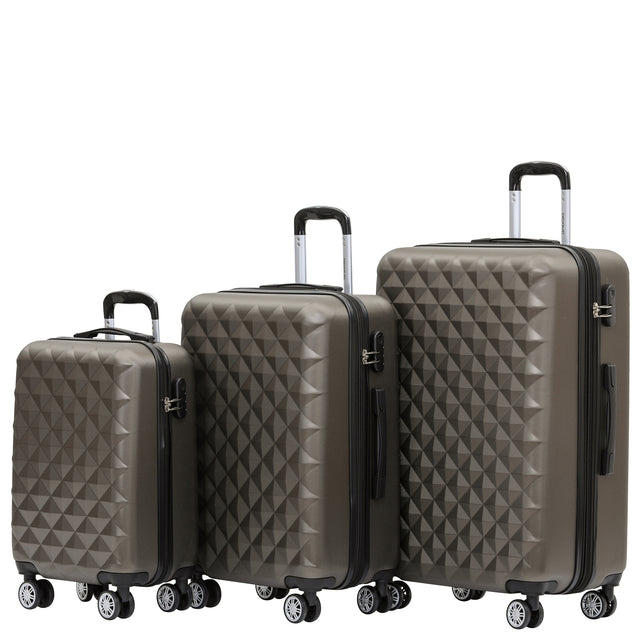 Beibye B2066 Kofferset M-L-XL für Handgepäck, Kurz- & Langstrecken, 360° gummierte Doppelrollen, ABS-Hartschale, L & XL erweiterbar
