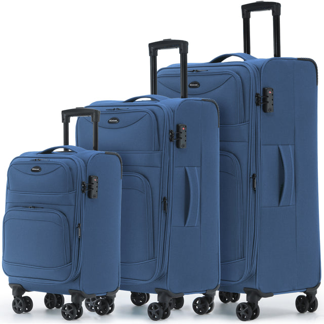 Münicase M006 Kofferset M-L-XL für Handgepäck, Kurz- & Langstrecken, praktische Fronttaschen & TSA-Zahlenschloss, wasserabweisendes Oxford-Gewebe, Volumen erweiterbar