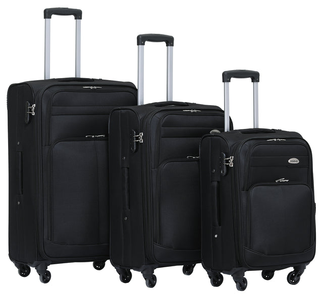 Beibye B8005 Kofferset M-L-XL für Handgepäck, Kurz- & Langstrecken, Wasserabweisendes Oxford-Gewebe, Volumen erweiterbar, Praktische Fronttasche & Verstecktes Namensschild