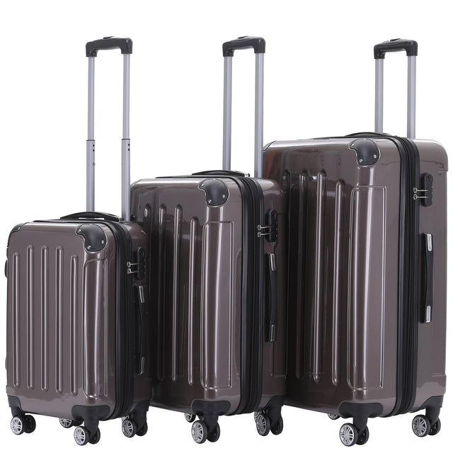 Beibye B2048 Kofferset M-L-XL für Handgepäck, Kurz- & Langstrecken, 360° Doppelrollen, Hochglanz-Polycarbonat, Volumen erweiterbar