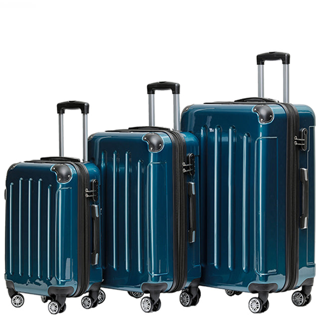Beibye B2048 Kofferset M-L-XL für Handgepäck, Kurz- & Langstrecken, 360° Doppelrollen, Hochglanz-Polycarbonat, Volumen erweiterbar
