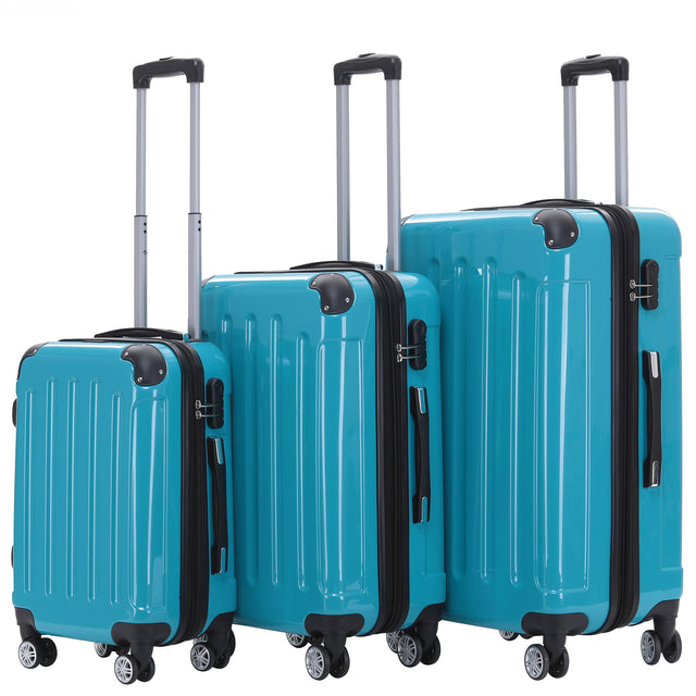 Beibye B2048 Kofferset M-L-XL für Handgepäck, Kurz- & Langstrecken, 360° Doppelrollen, Hochglanz-Polycarbonat, Volumen erweiterbar