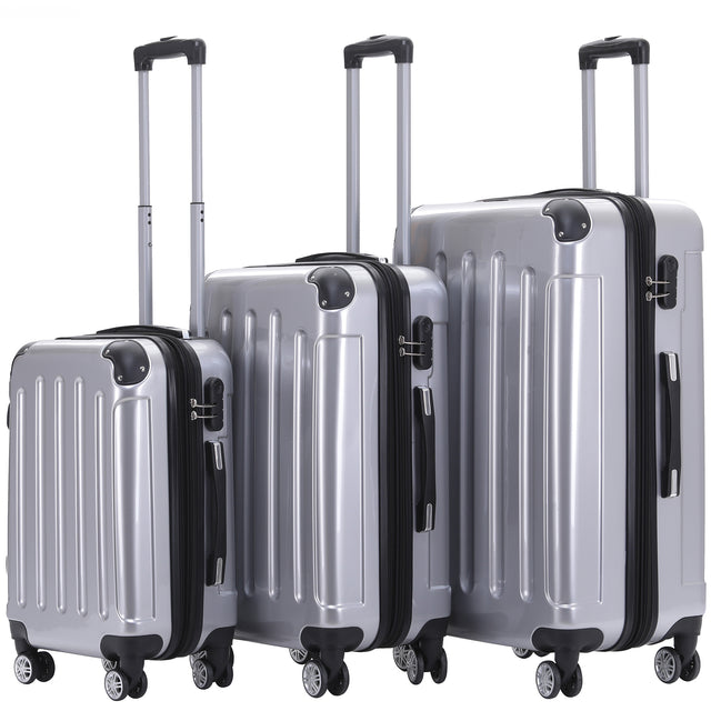 Beibye B2048 Kofferset M-L-XL für Handgepäck, Kurz- & Langstrecken, 360° Doppelrollen, Hochglanz-Polycarbonat, Volumen erweiterbar