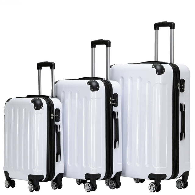Beibye B2048 Kofferset M-L-XL für Handgepäck, Kurz- & Langstrecken, 360° Doppelrollen, Hochglanz-Polycarbonat, Volumen erweiterbar