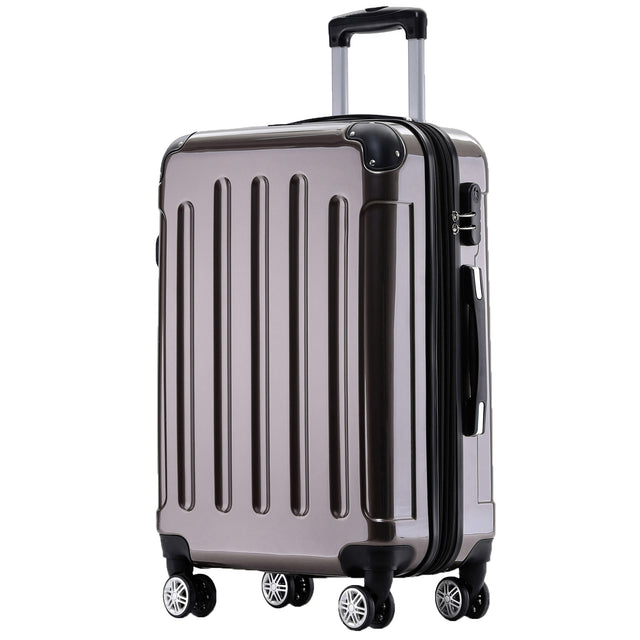 Beibye B2048 L Reisekoffer für Mittelstrecken, 360° Doppelrollen, Hochglanz-Polycarbonat, Volumen erweiterbar, 65 x 43 x 26 cm, 75 L