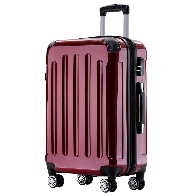 Beibye B2048 L Reisekoffer für Mittelstrecken, 360° Doppelrollen, Hochglanz-Polycarbonat, Volumen erweiterbar, 65 x 43 x 26 cm, 75 L