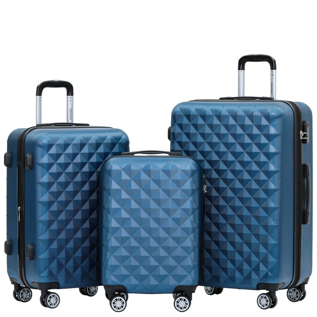 Beibye B2066 Kofferset M-L-XL für Handgepäck, Kurz- & Langstrecken, 360° gummierte Doppelrollen, ABS-Hartschale, L & XL erweiterbar