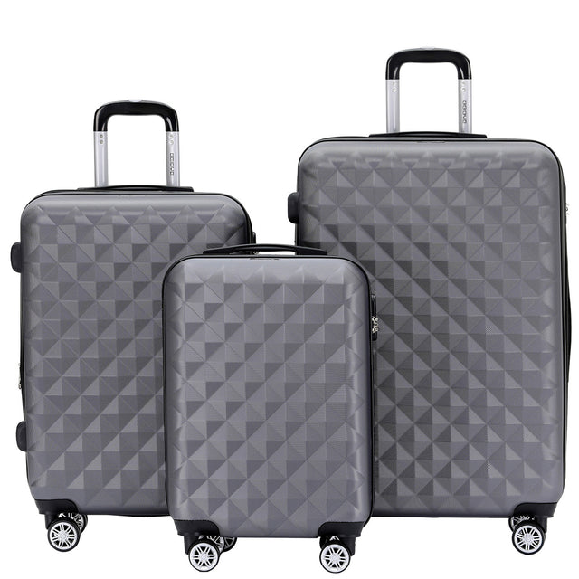 Beibye B2066 Kofferset M-L-XL für Handgepäck, Kurz- & Langstrecken, 360° gummierte Doppelrollen, ABS-Hartschale, L & XL erweiterbar
