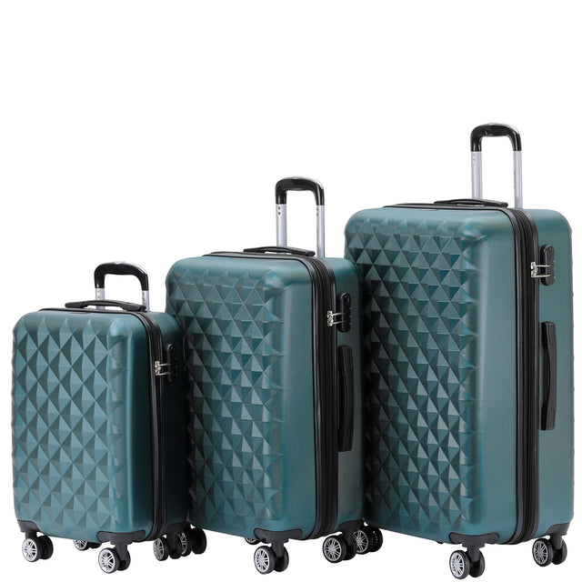 Beibye B2066 Kofferset M-L-XL für Handgepäck, Kurz- & Langstrecken, 360° gummierte Doppelrollen, ABS-Hartschale, L & XL erweiterbar