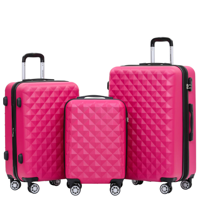Beibye B2066 Kofferset M-L-XL für Handgepäck, Kurz- & Langstrecken, 360° gummierte Doppelrollen, ABS-Hartschale, L & XL erweiterbar
