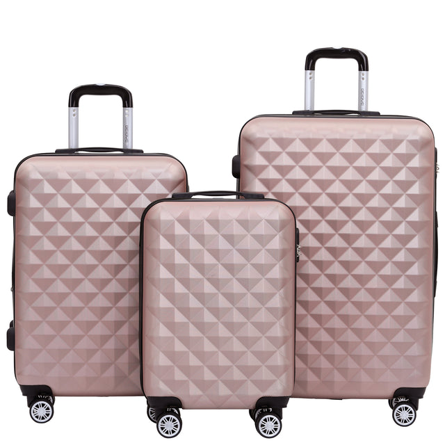 Beibye B2066 Kofferset M-L-XL für Handgepäck, Kurz- & Langstrecken, 360° gummierte Doppelrollen, ABS-Hartschale, L & XL erweiterbar