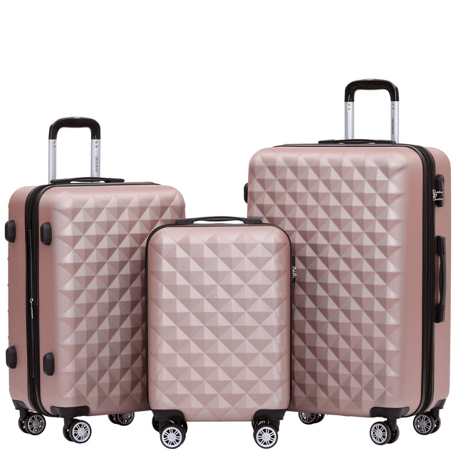 Beibye B2066 Kofferset M-L-XL für Handgepäck, Kurz- & Langstrecken, 360° gummierte Doppelrollen, ABS-Hartschale, L & XL erweiterbar