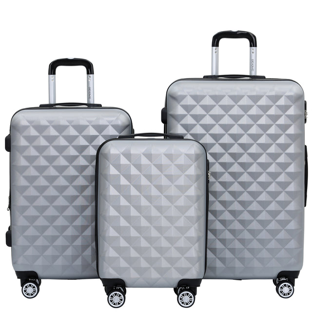 Beibye B2066 Kofferset M-L-XL für Handgepäck, Kurz- & Langstrecken, 360° gummierte Doppelrollen, ABS-Hartschale, L & XL erweiterbar
