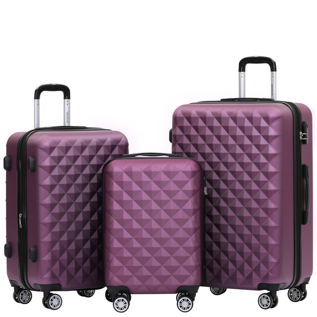 Beibye B2066 Kofferset M-L-XL für Handgepäck, Kurz- & Langstrecken, 360° gummierte Doppelrollen, ABS-Hartschale, L & XL erweiterbar