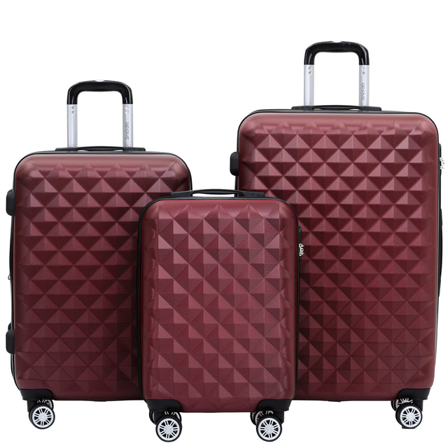 Beibye B2066 Kofferset M-L-XL für Handgepäck, Kurz- & Langstrecken, 360° gummierte Doppelrollen, ABS-Hartschale, L & XL erweiterbar