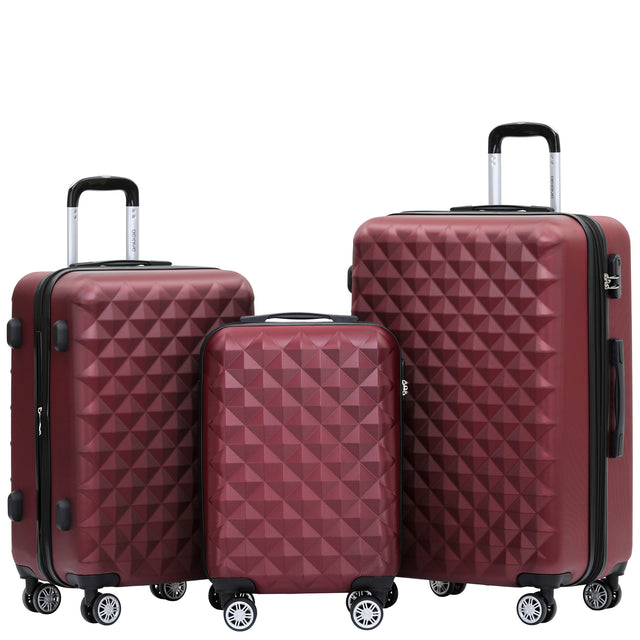 Beibye B2066 Kofferset M-L-XL für Handgepäck, Kurz- & Langstrecken, 360° gummierte Doppelrollen, ABS-Hartschale, L & XL erweiterbar