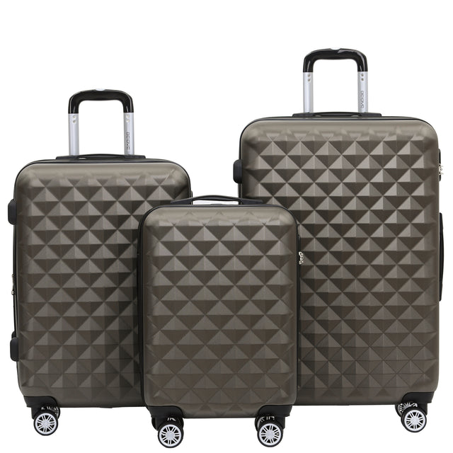 Beibye B2066 Kofferset M-L-XL für Handgepäck, Kurz- & Langstrecken, 360° gummierte Doppelrollen, ABS-Hartschale, L & XL erweiterbar