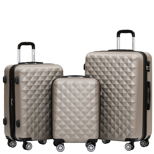 Beibye B2066 Kofferset M-L-XL für Handgepäck, Kurz- & Langstrecken, 360° gummierte Doppelrollen, ABS-Hartschale, L & XL erweiterbar