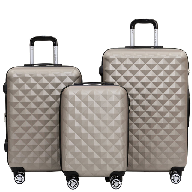 Beibye B2066 Kofferset M-L-XL für Handgepäck, Kurz- & Langstrecken, 360° gummierte Doppelrollen, ABS-Hartschale, L & XL erweiterbar
