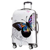 Beibye B2060 L Reisekoffer für Mittelstrecken, 360° Doppelrollen, Hochglanz-ABS/Polycarbonat mit Schmetterlingsmuster, TSA-Schloss, 67 x 44 x 26 cm