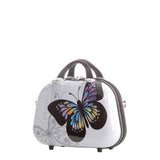 Beibye B2060 S Beauty Case für Kosmetik & Kurzreisen, Hochglanz-Design mit Schmetterlingsmuster, robustes ABS/Polycarbonat, 34 x 32 x 16 cm