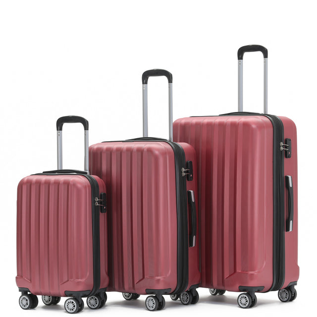Beibye B2080 Kofferset M-L-XL für Handgepäck, Kurz- & Langstrecken, 360° Doppelrollen, TSA-Zahlenschloss, L & XL erweiterbar