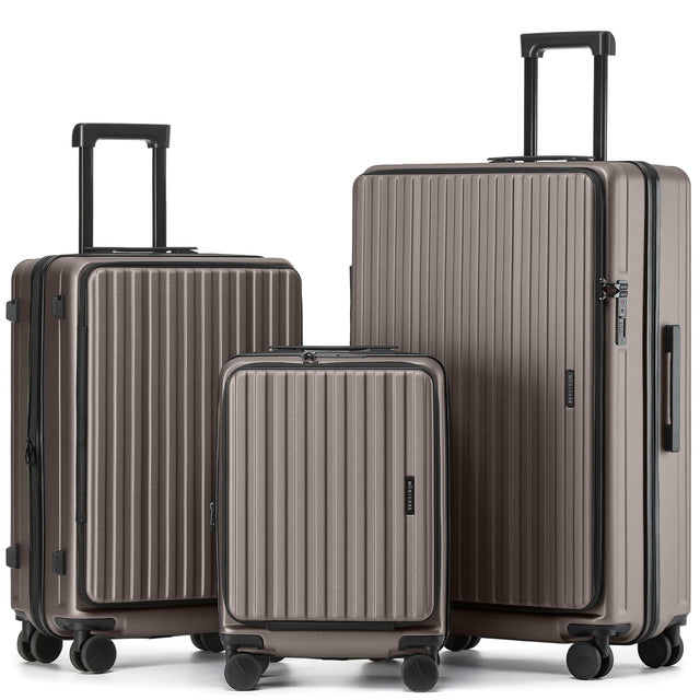 Münicase M9008 Kofferset M-L-XL für Handgepäck, Kurz- & Langstrecken, Top-Opening-Design, TSA-Zahlenschloss, Polycarbonat-Hartschale, Volumen erweiterbar