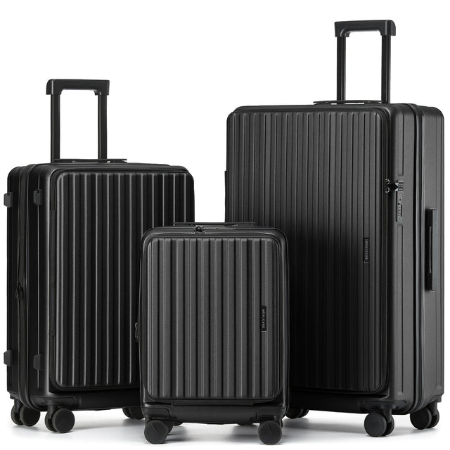 Münicase M9008 Kofferset M-L-XL für Handgepäck, Kurz- & Langstrecken, Top-Opening-Design, TSA-Zahlenschloss, Polycarbonat-Hartschale, Volumen erweiterbar